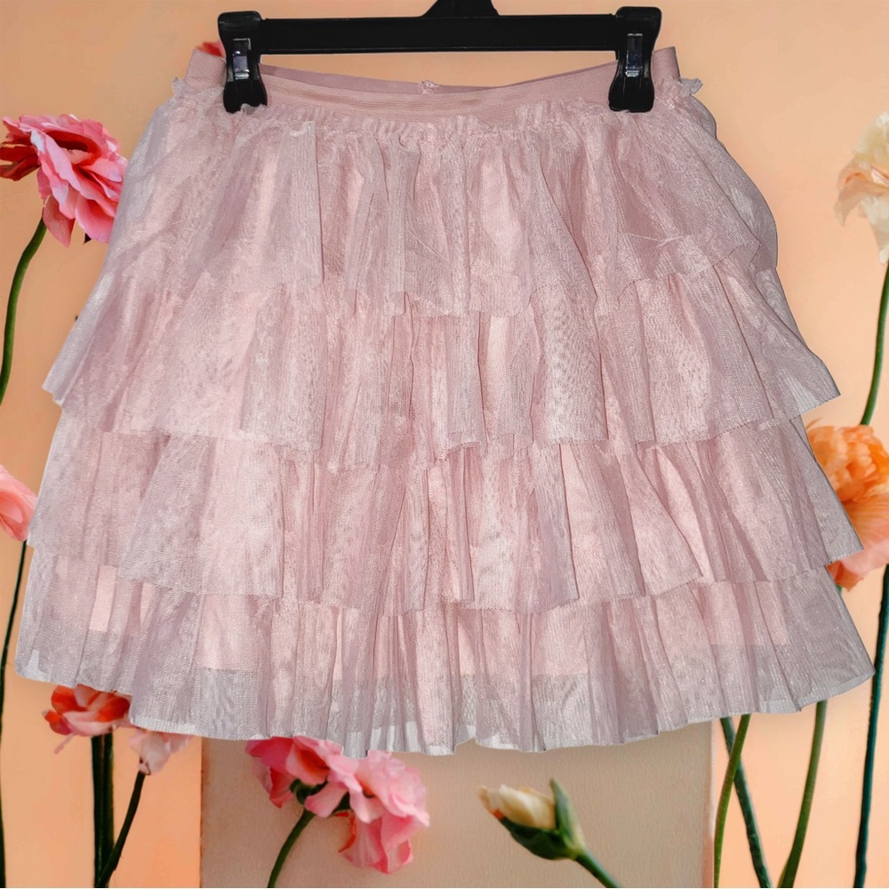 Wonder Nation Pink Mesh Tiered Ruffle Tutu Dance Skirt Cotton Lined Ballet Sz 7